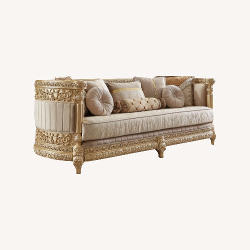 Used Homey Design Furniture Hd-9023 Gold Wood Loveseat for sale on AptDeco