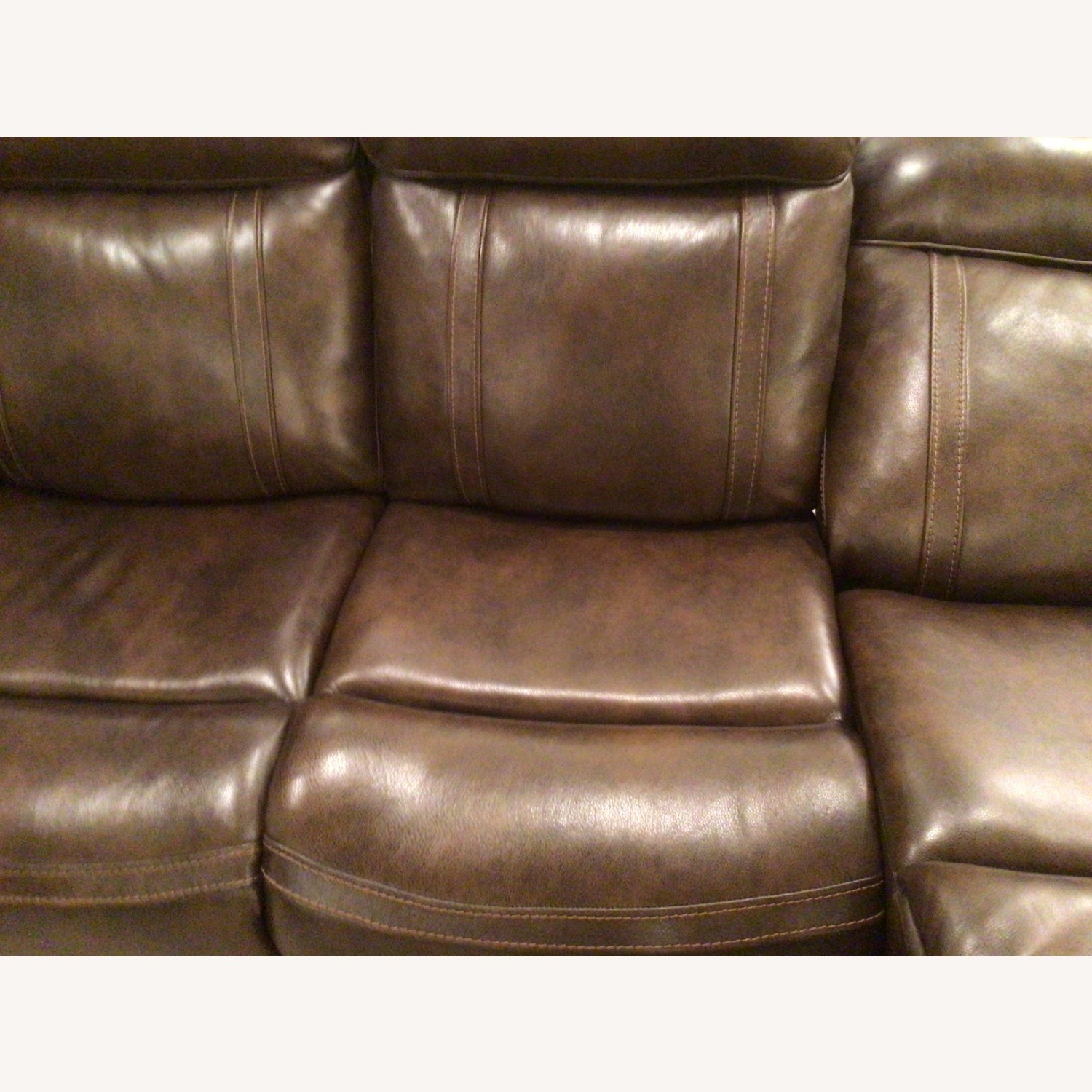 Dark Brown Leather 3+ Seater Sofa - image-1