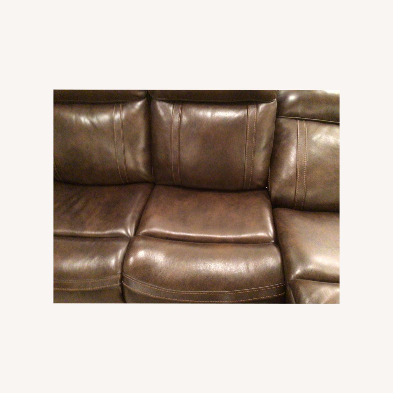 Dark Brown Leather 3+ Seater Sofa - image-0