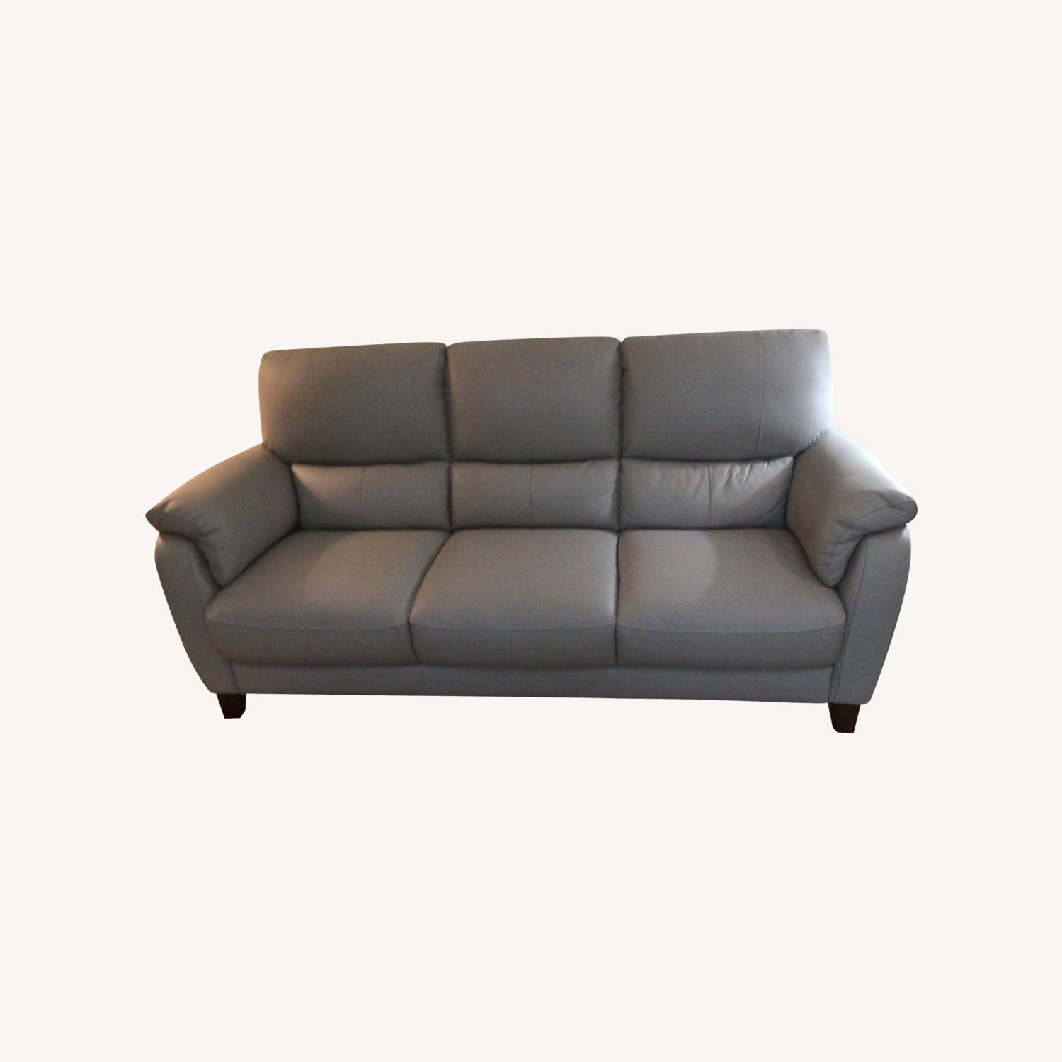 Light Gray Leather 3+ Seater Sofa - image-0