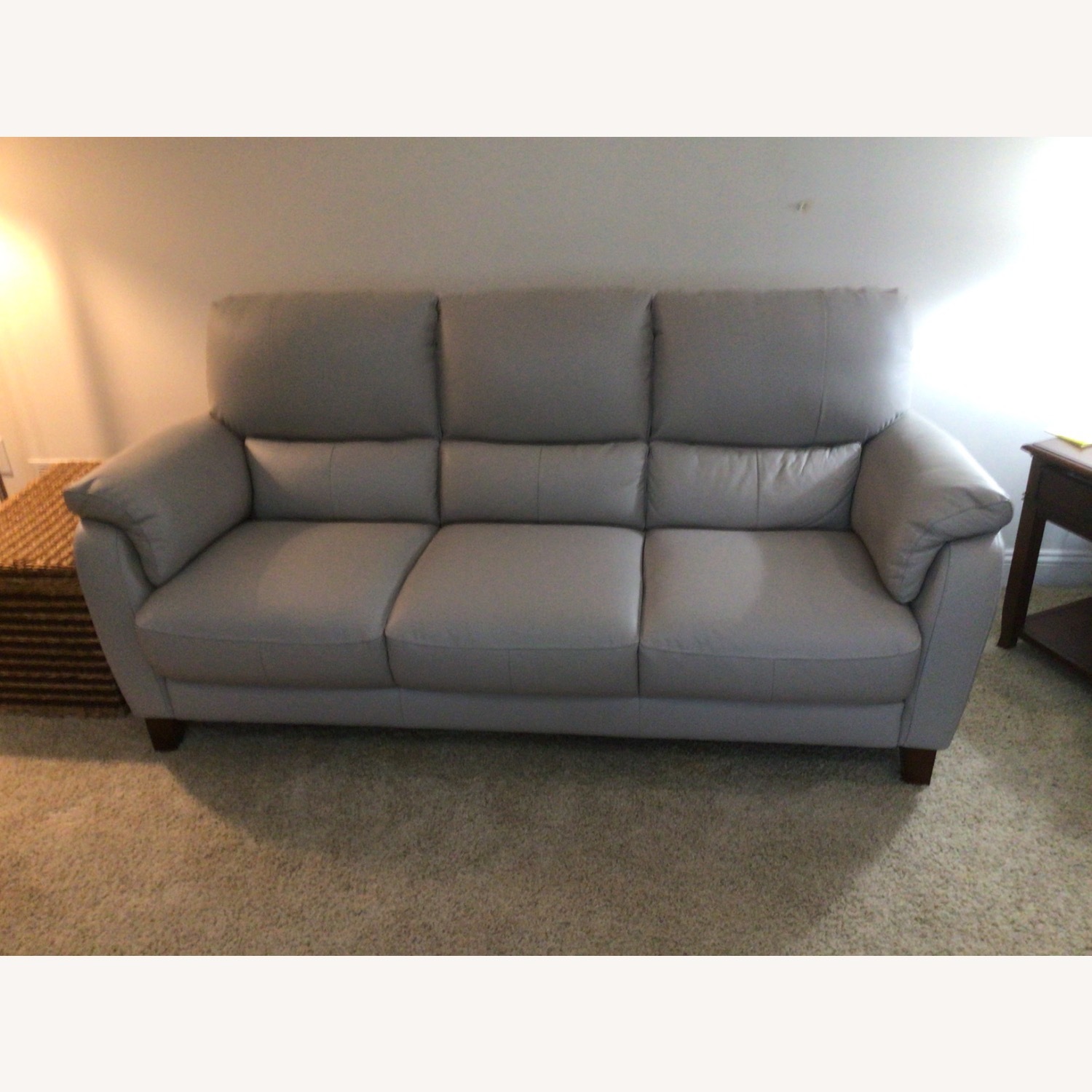 Light Gray Leather 3+ Seater Sofa - image-1