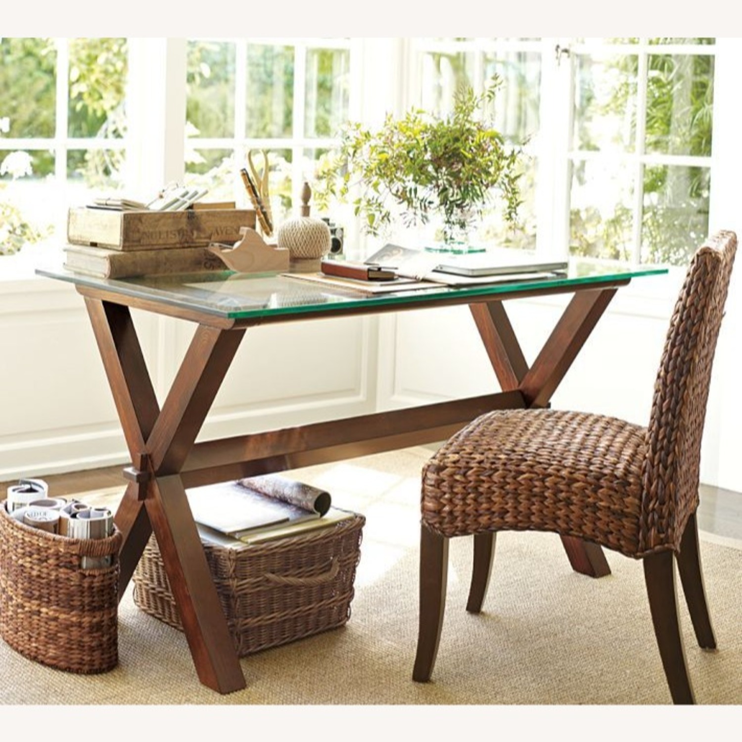 Pottery Barn Ava Desk Dark Brown Wood Desk - image-6