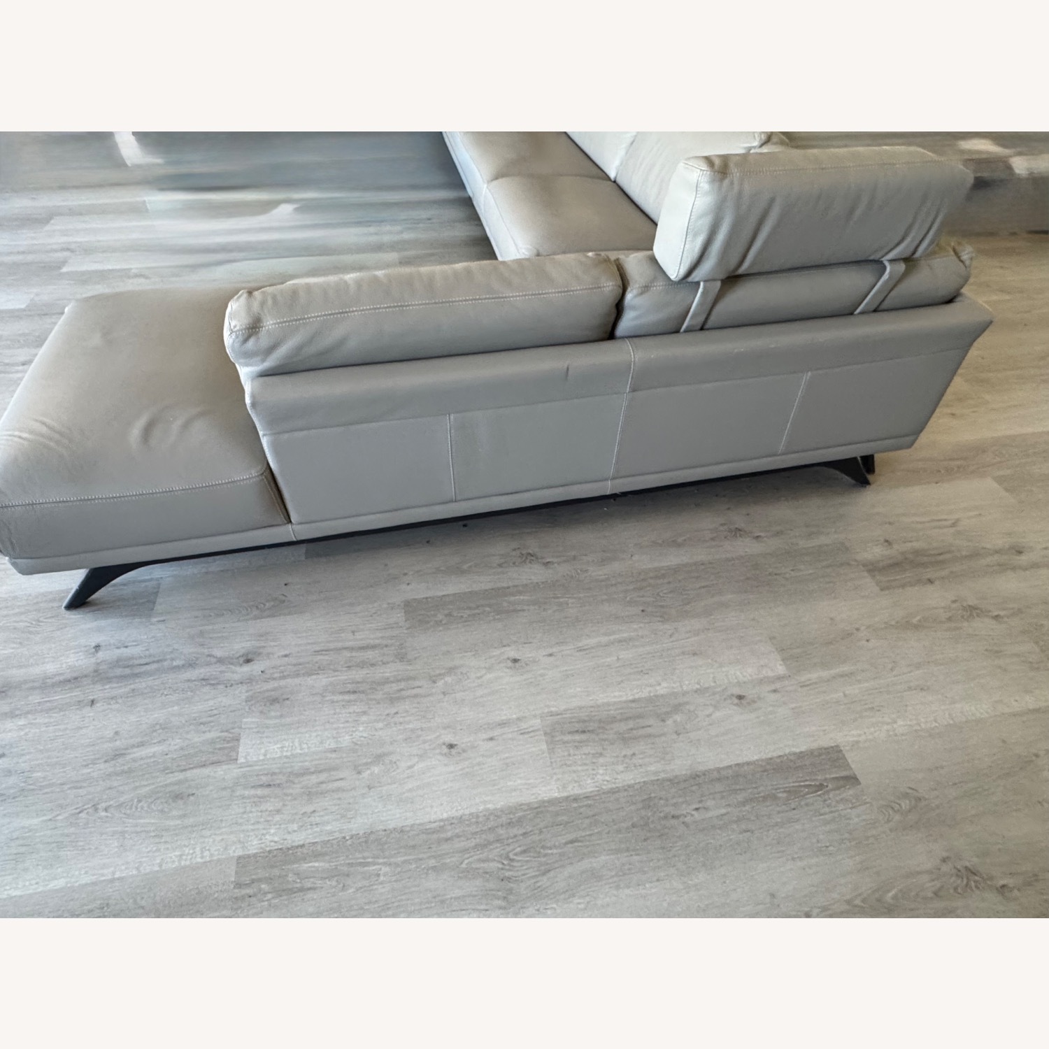 Roche Bobois Light Gray Leather 2 Piece Sectional - image-3
