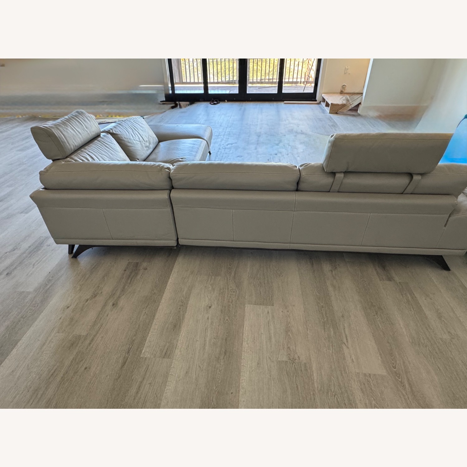 Roche Bobois Light Gray Leather 2 Piece Sectional - image-4
