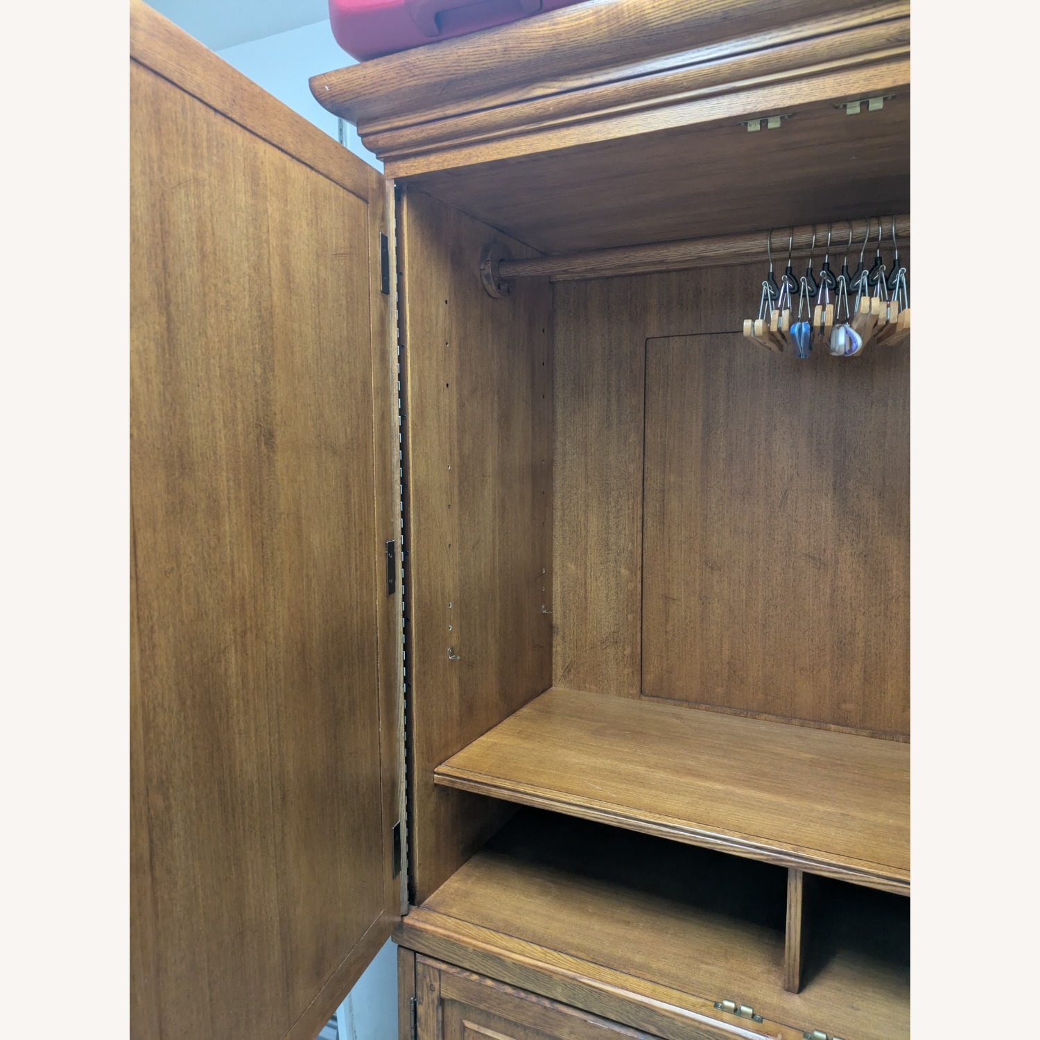 Light Brown Wood Armoire - image-9