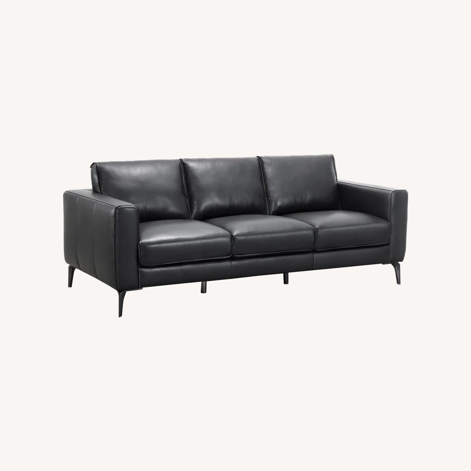 Cerellia Black Leather 3+ Seater Sofa - image-0