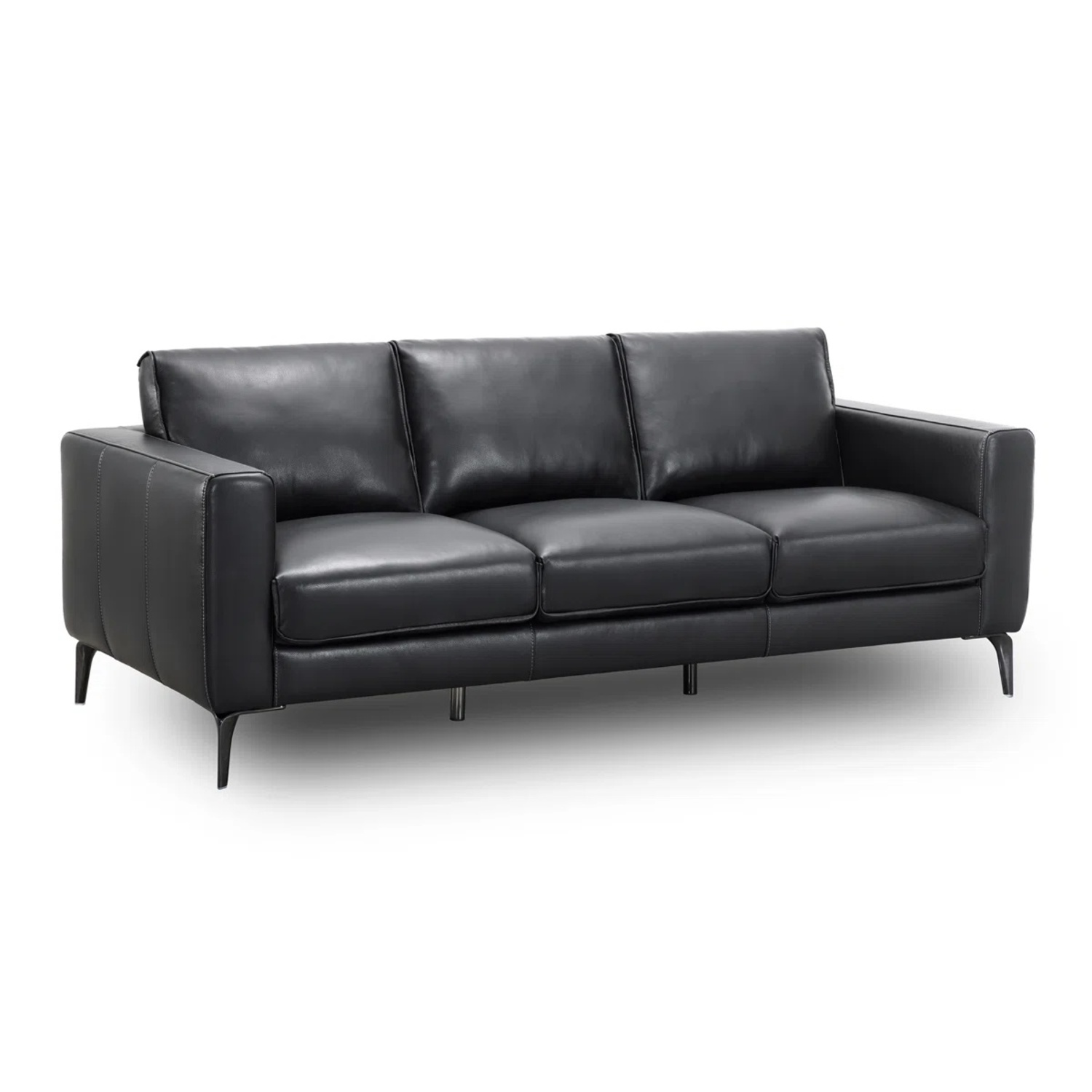 Cerellia Black Leather 3+ Seater Sofa - image-5