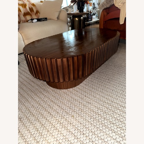 Used Wayfair Dark Brown Wood Coffee Table for sale on AptDeco