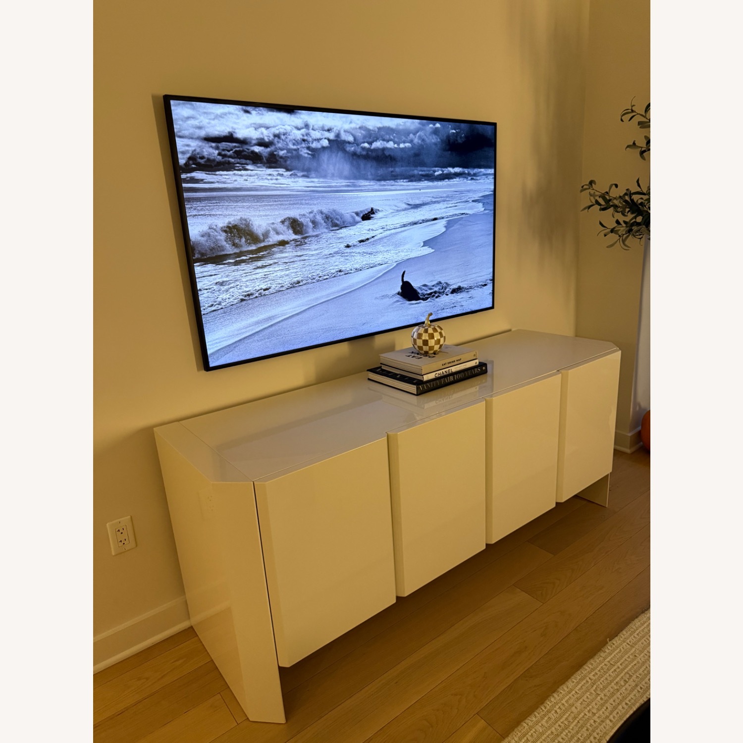 CB2 Kirnan 72" White Media Storage - image-4