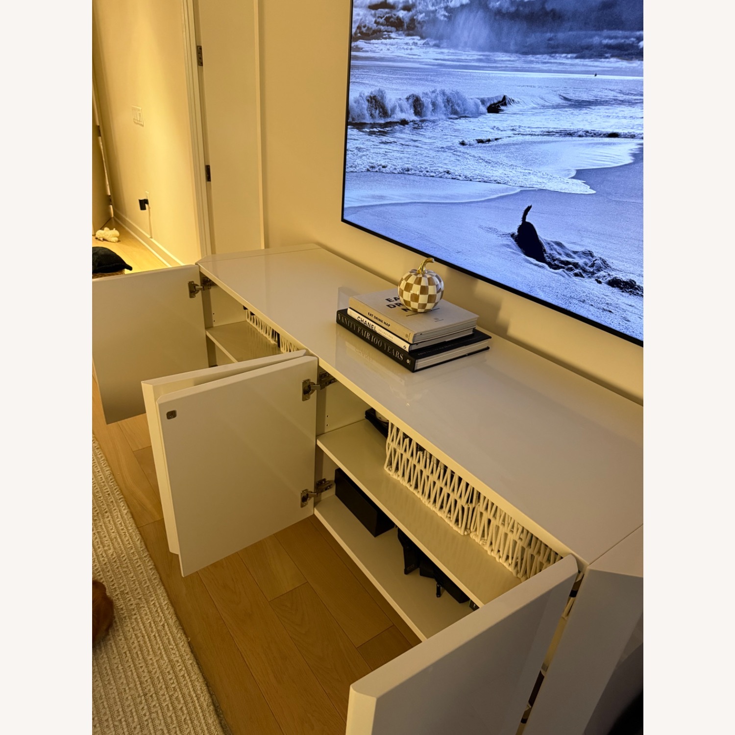 CB2 Kirnan 72" White Media Storage - image-6