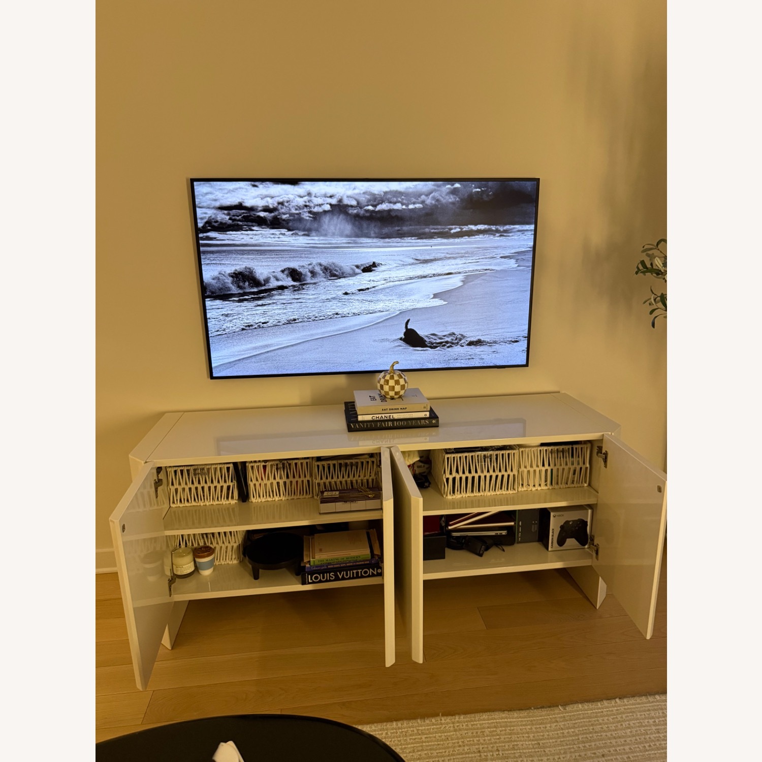 CB2 Kirnan 72" White Media Storage - image-5