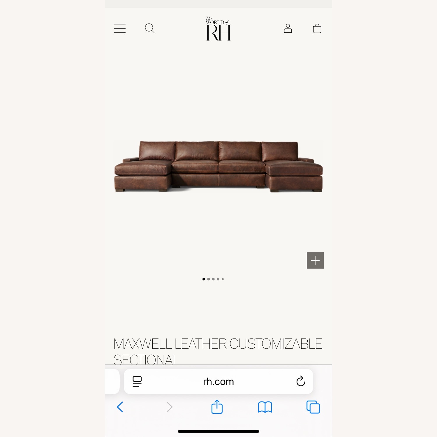 Restoration Hardware Maxwell Leather Sectional - image-1