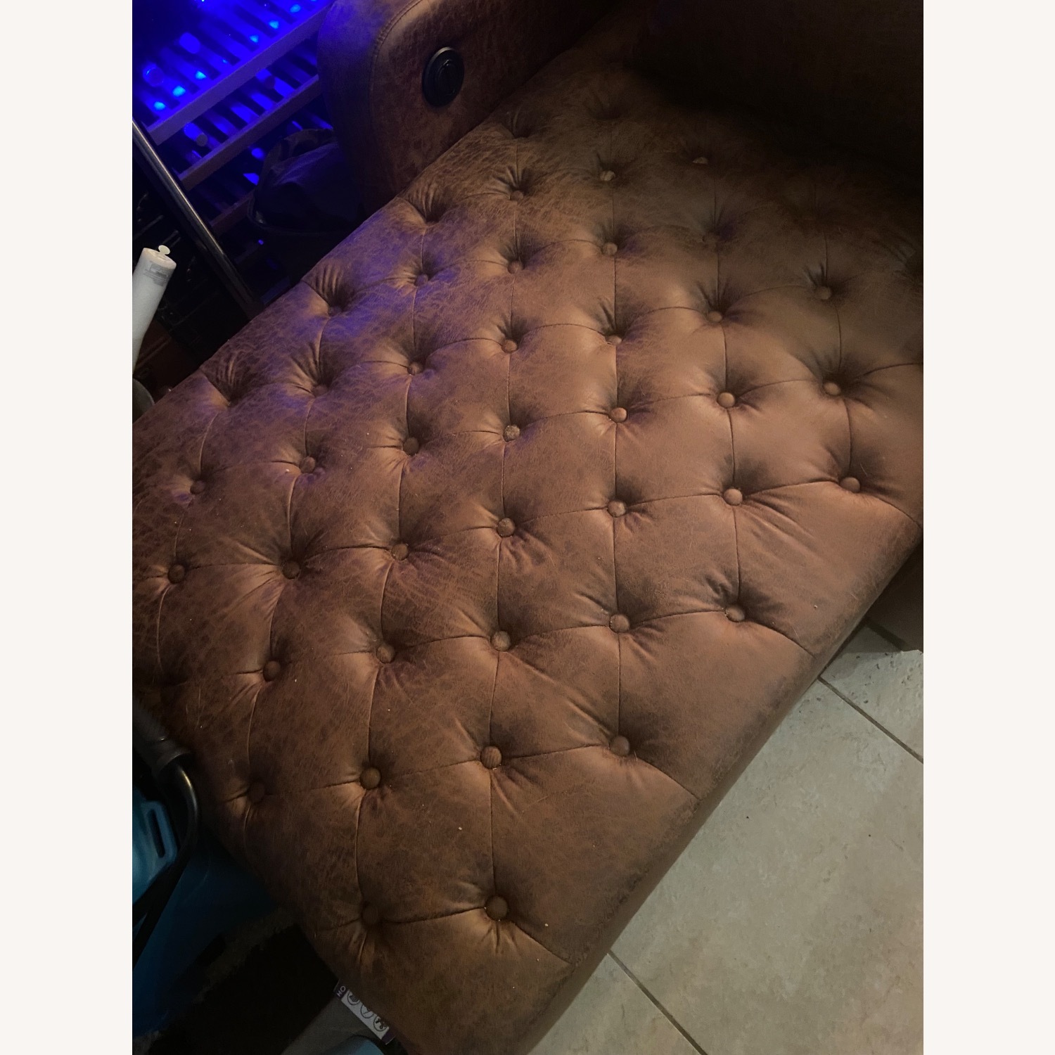 HomSof Dark Brown Faux Leather Chaise Lounge - image-2