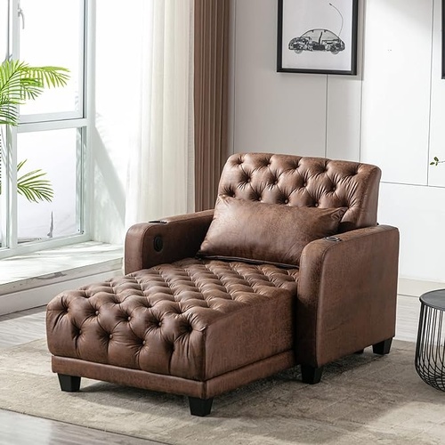 Used HomSof Dark Brown Faux Leather Chaise Lounge for sale on AptDeco