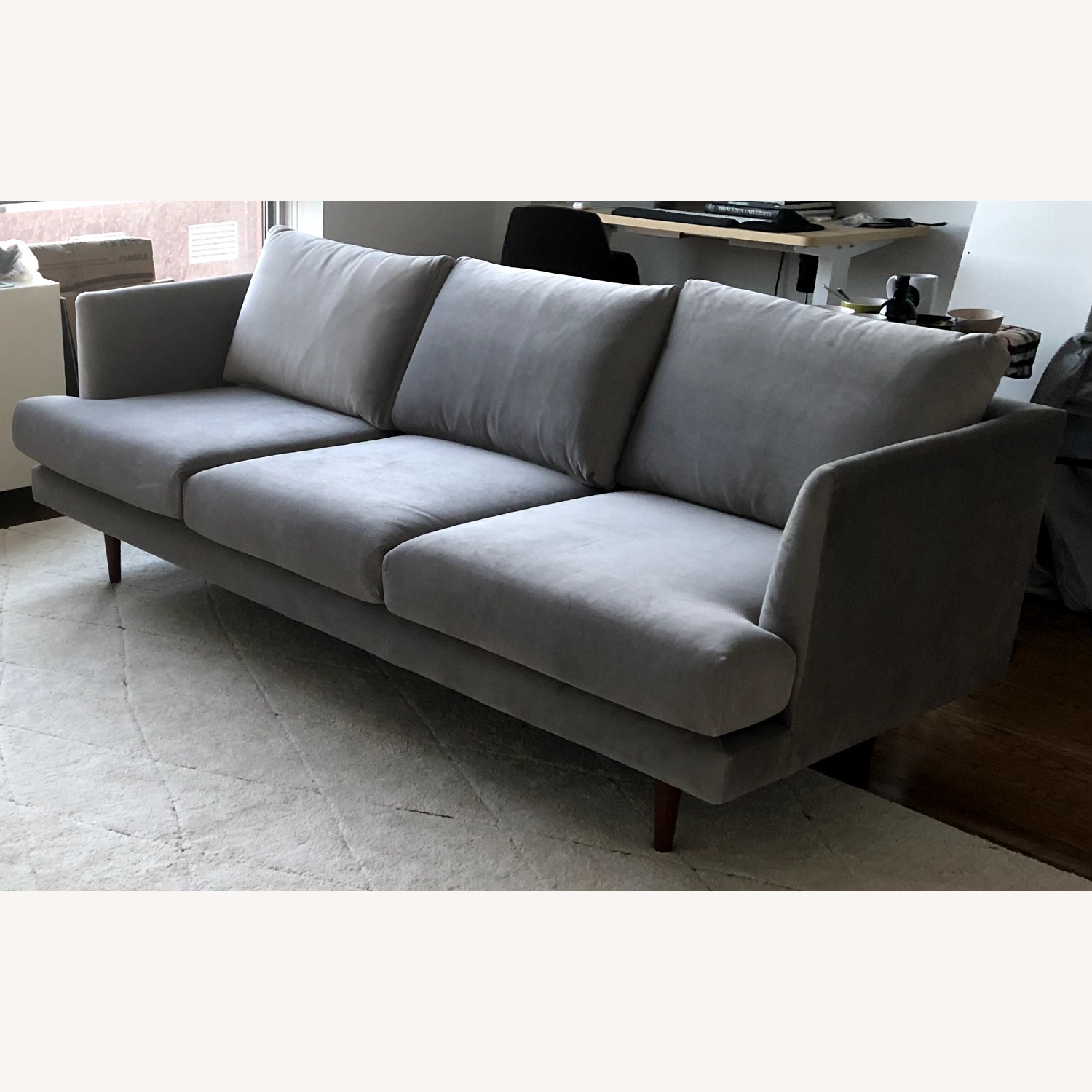 AllModern Miller Light Gray Velvet 3+ Seater Sofa - image-5