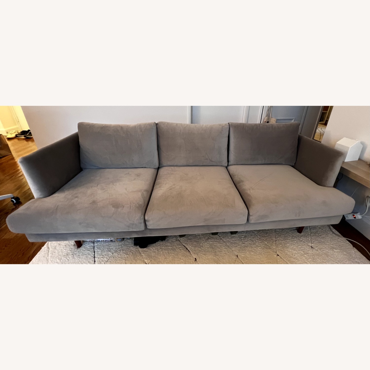 AllModern Miller Light Gray Velvet 3+ Seater Sofa - image-1