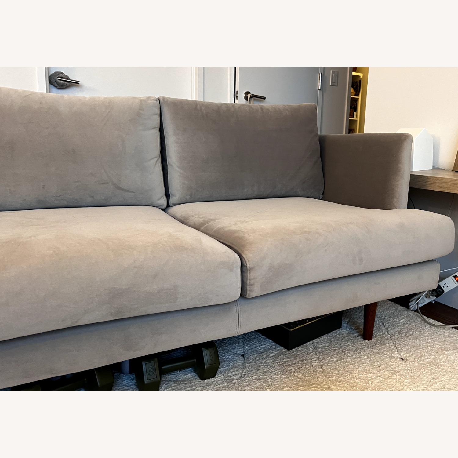 AllModern Miller Light Gray Velvet 3+ Seater Sofa - image-4