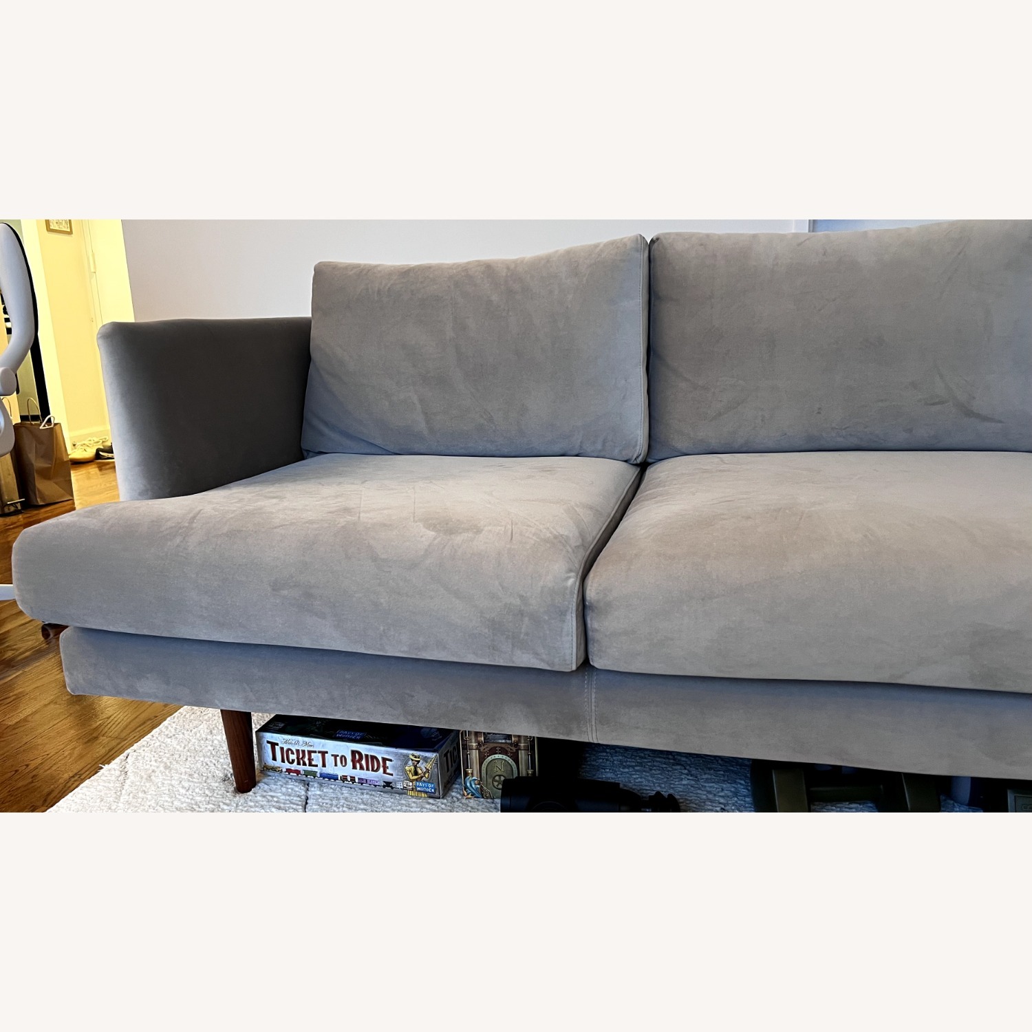 AllModern Miller Light Gray Velvet 3+ Seater Sofa - image-3