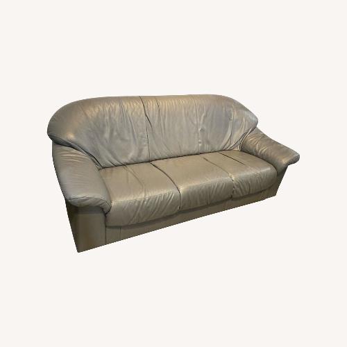 Used Transitional Leather 3-Seat Sofa Gray for sale on AptDeco