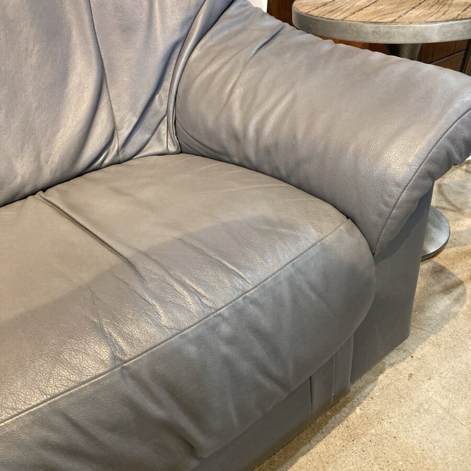 Transitional Leather 3-Seat Sofa Gray - image-7