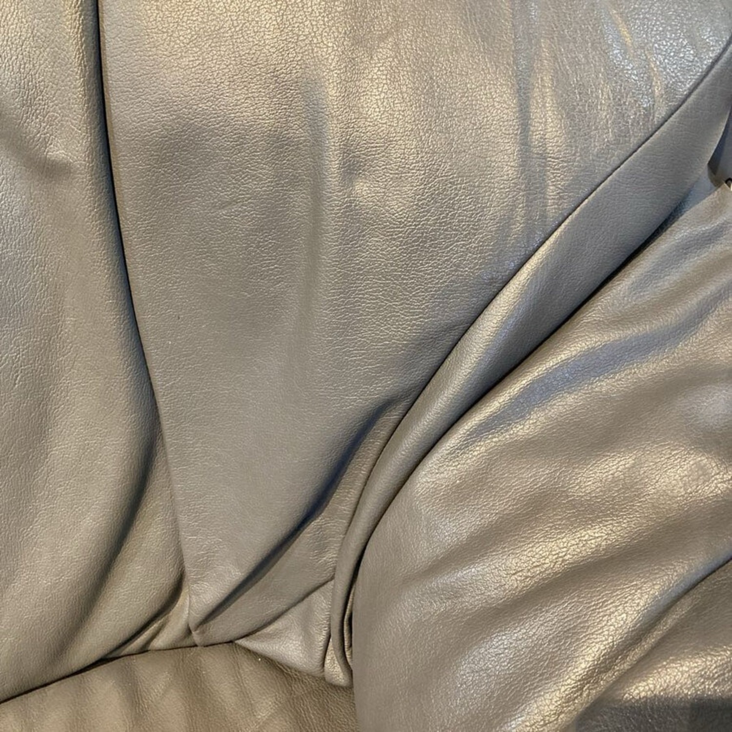 Transitional Leather 3-Seat Sofa Gray - image-8