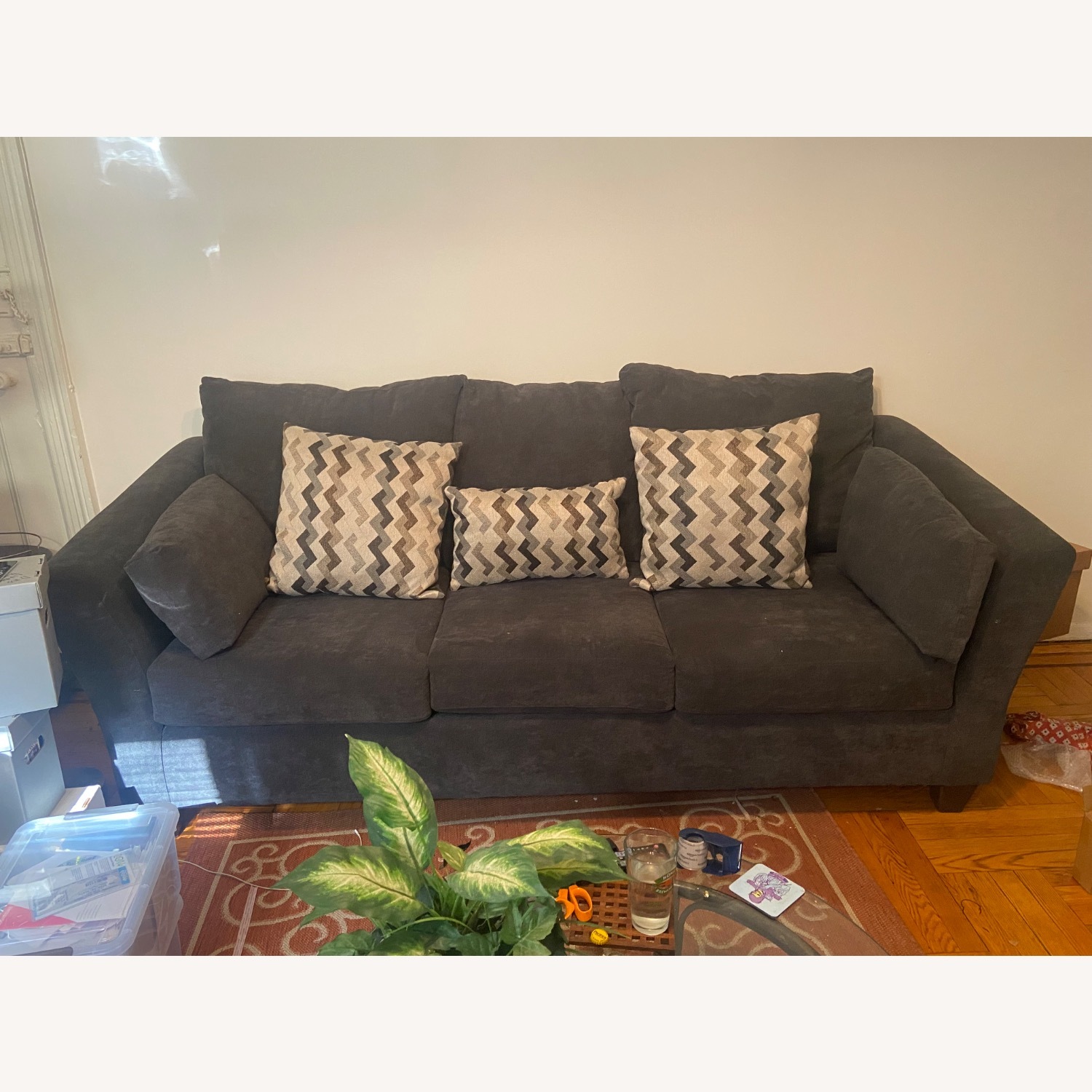 Light Gray Polyurethane 3+ Seater Sofa - image-1