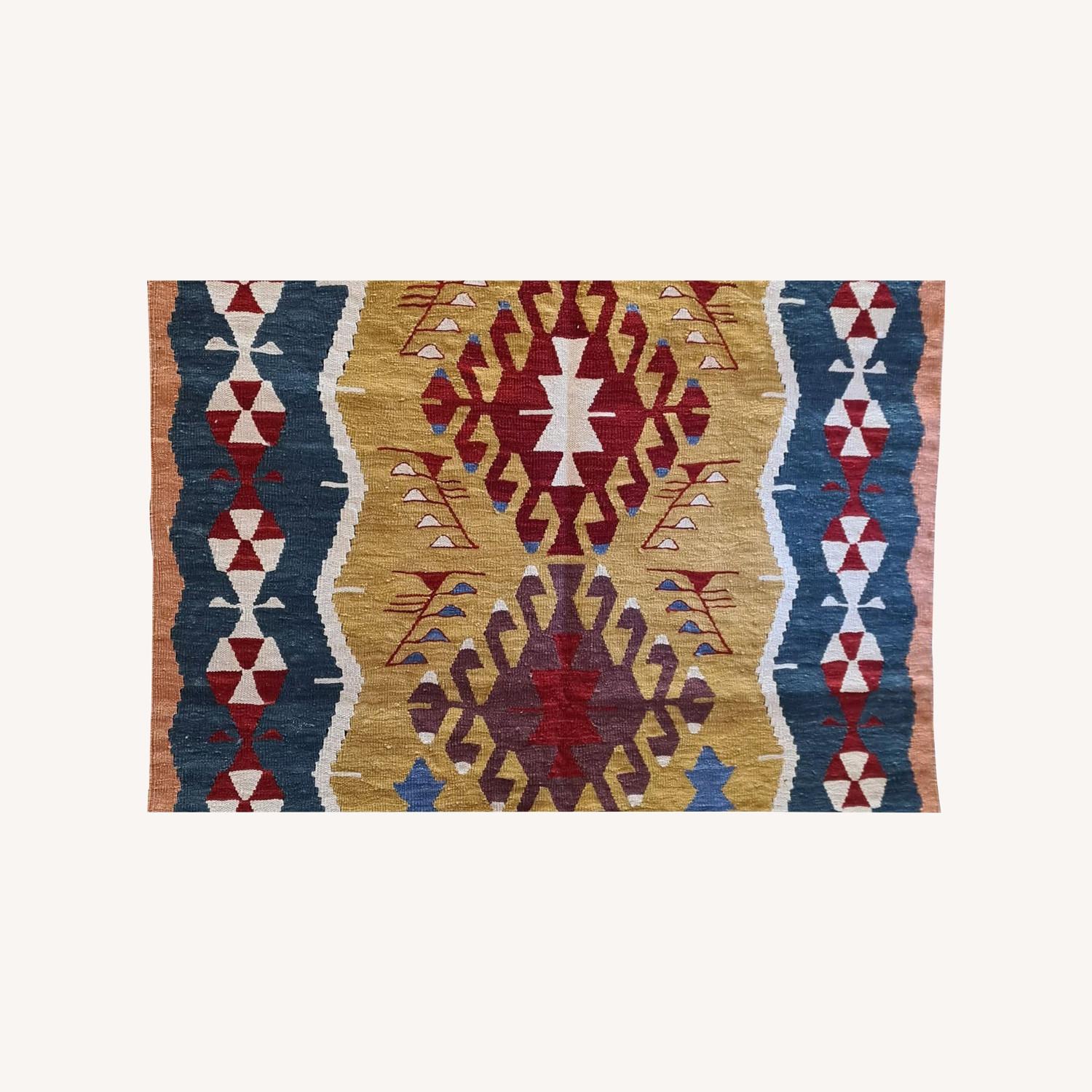 Turkish Oushak Modern Kilim Rug Small Rug 4' x 6' - image-0