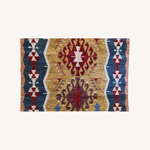 Used Turkish Oushak Modern Kilim Rug Small Rug 4' x 6' for sale on AptDeco