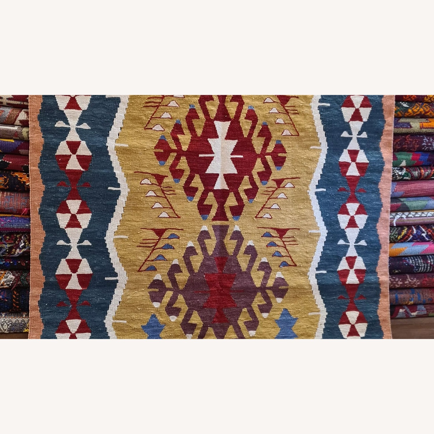 Turkish Oushak Modern Kilim Rug Small Rug 4' x 6' - image-1