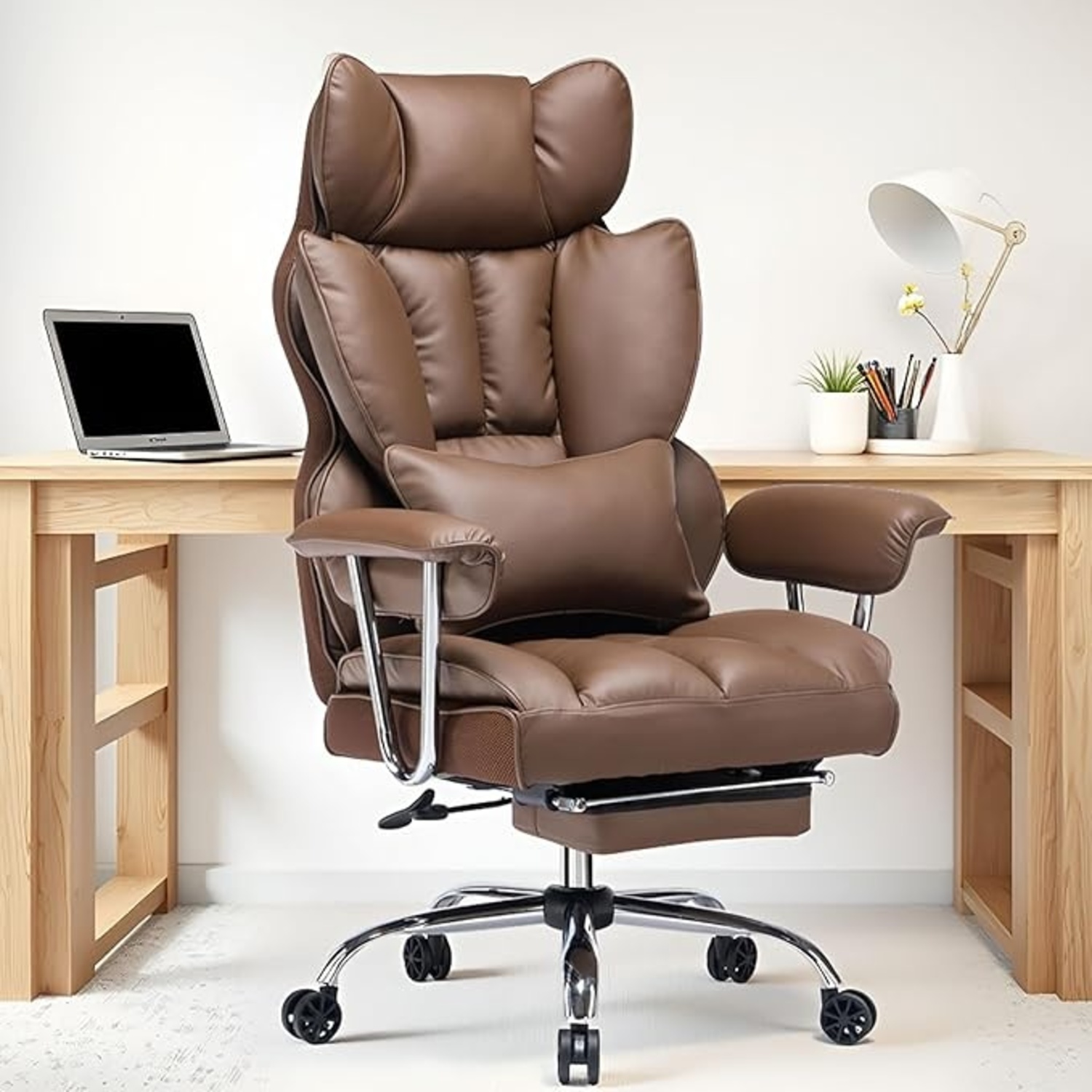 Amazon Dark Brown Leather Office Chair - image-4