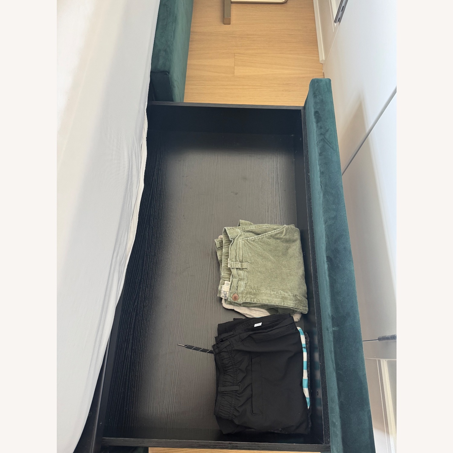 West Elm Andes Green Velvet Queen Bed - image-6