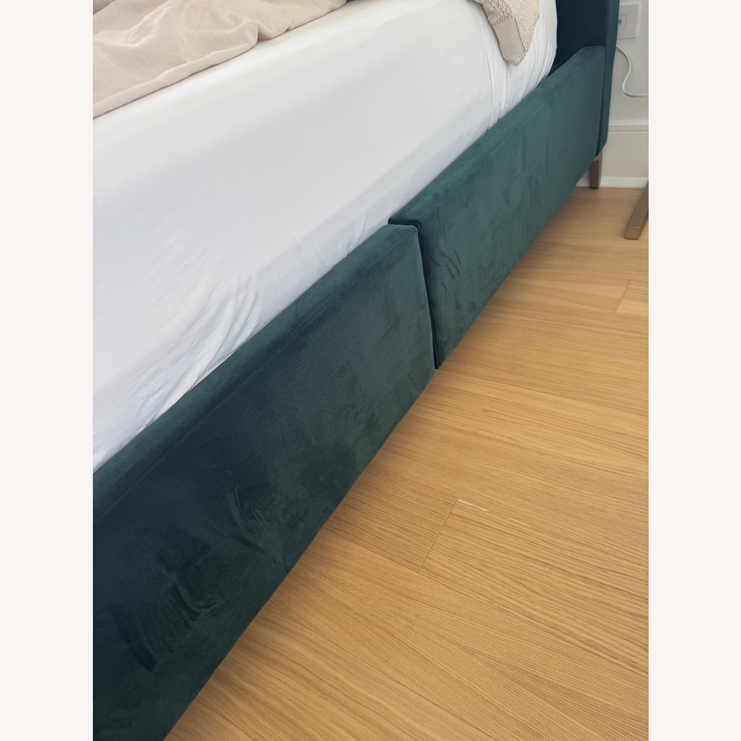 West Elm Andes Green Velvet Queen Bed - image-4