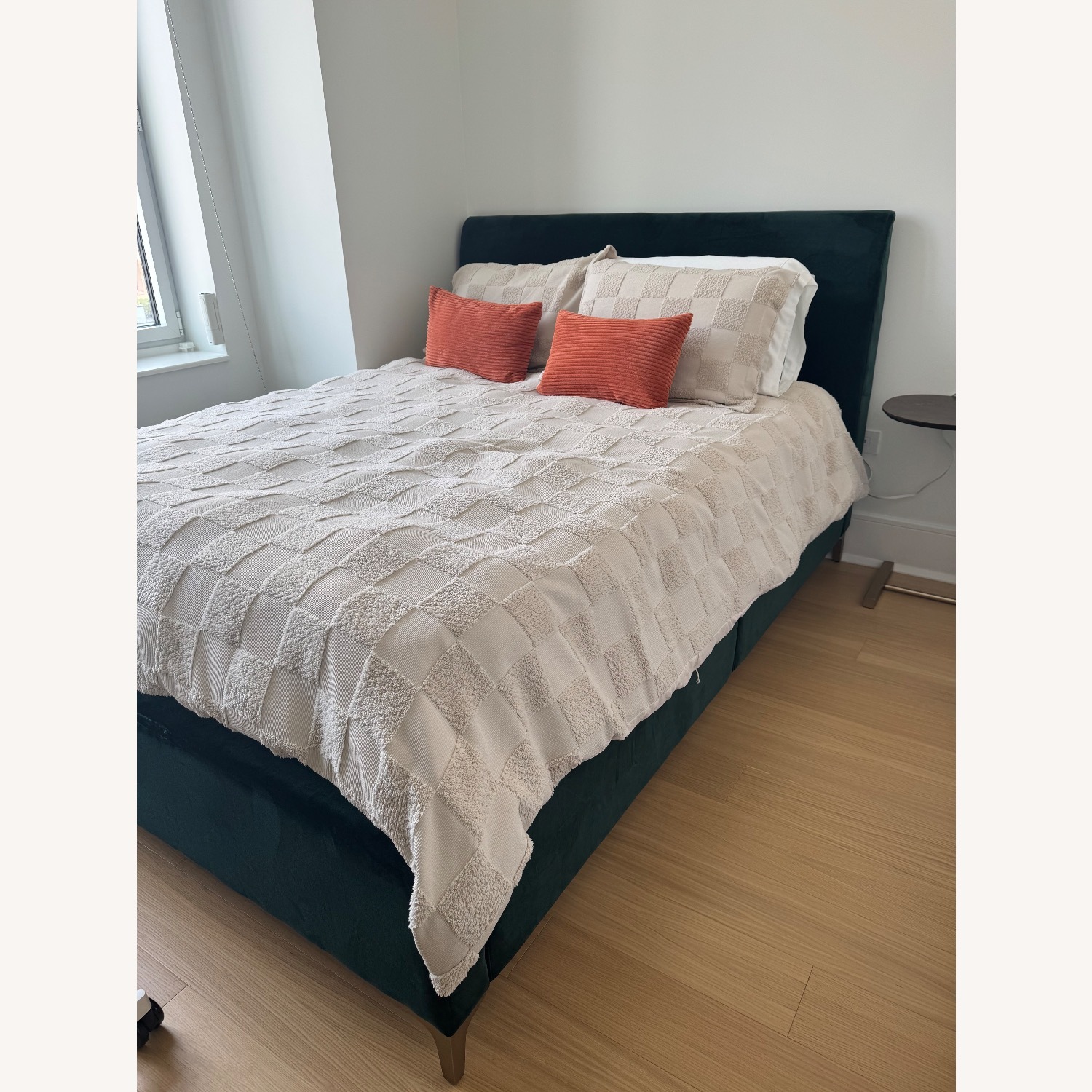 West Elm Andes Green Velvet Queen Bed - image-1