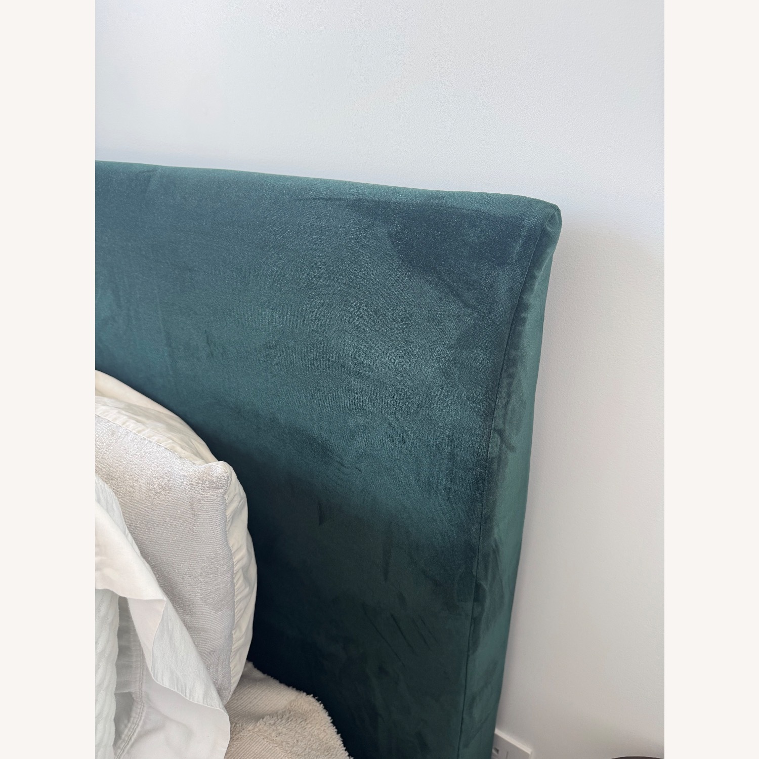 West Elm Andes Green Velvet Queen Bed - image-3