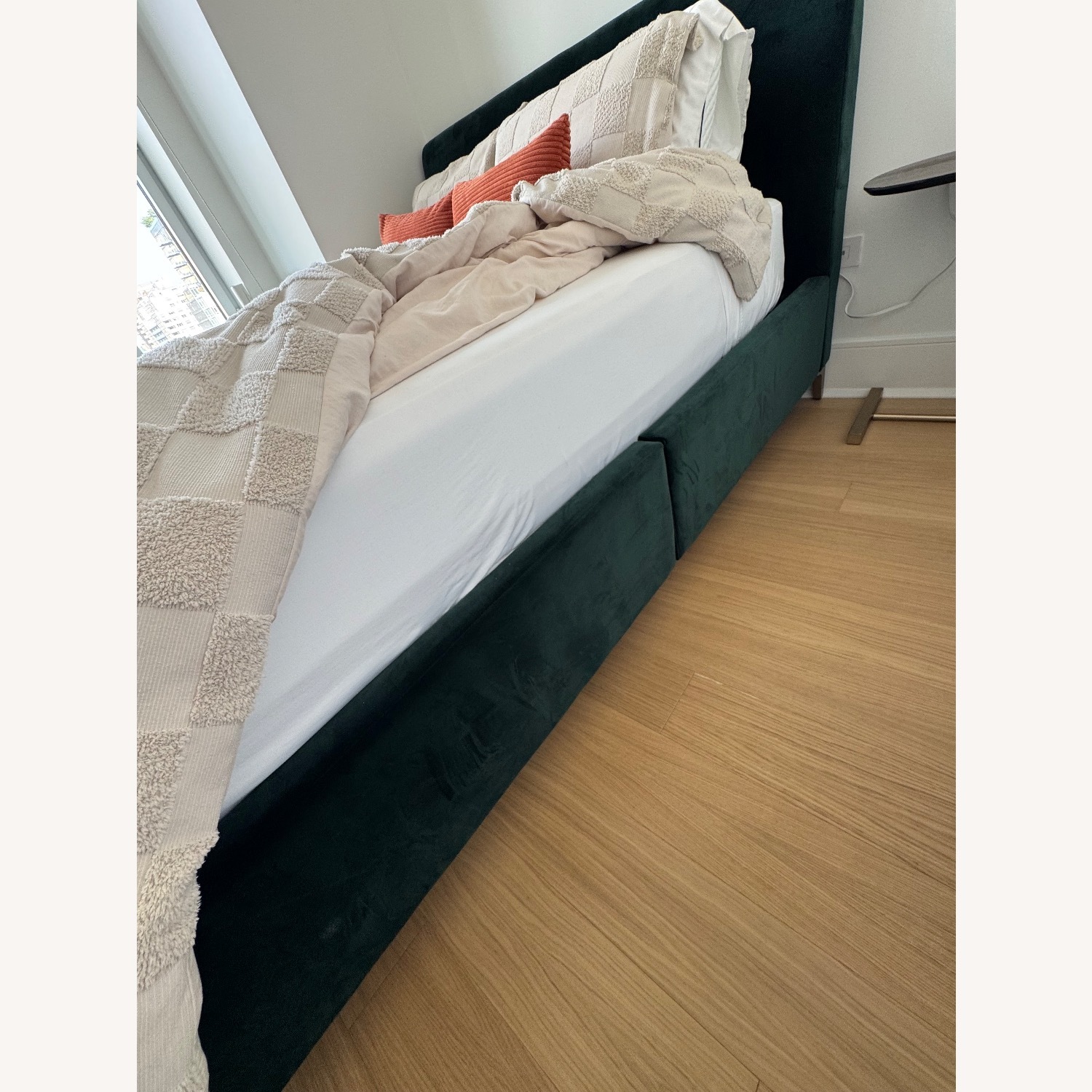 West Elm Andes Green Velvet Queen Bed - image-5