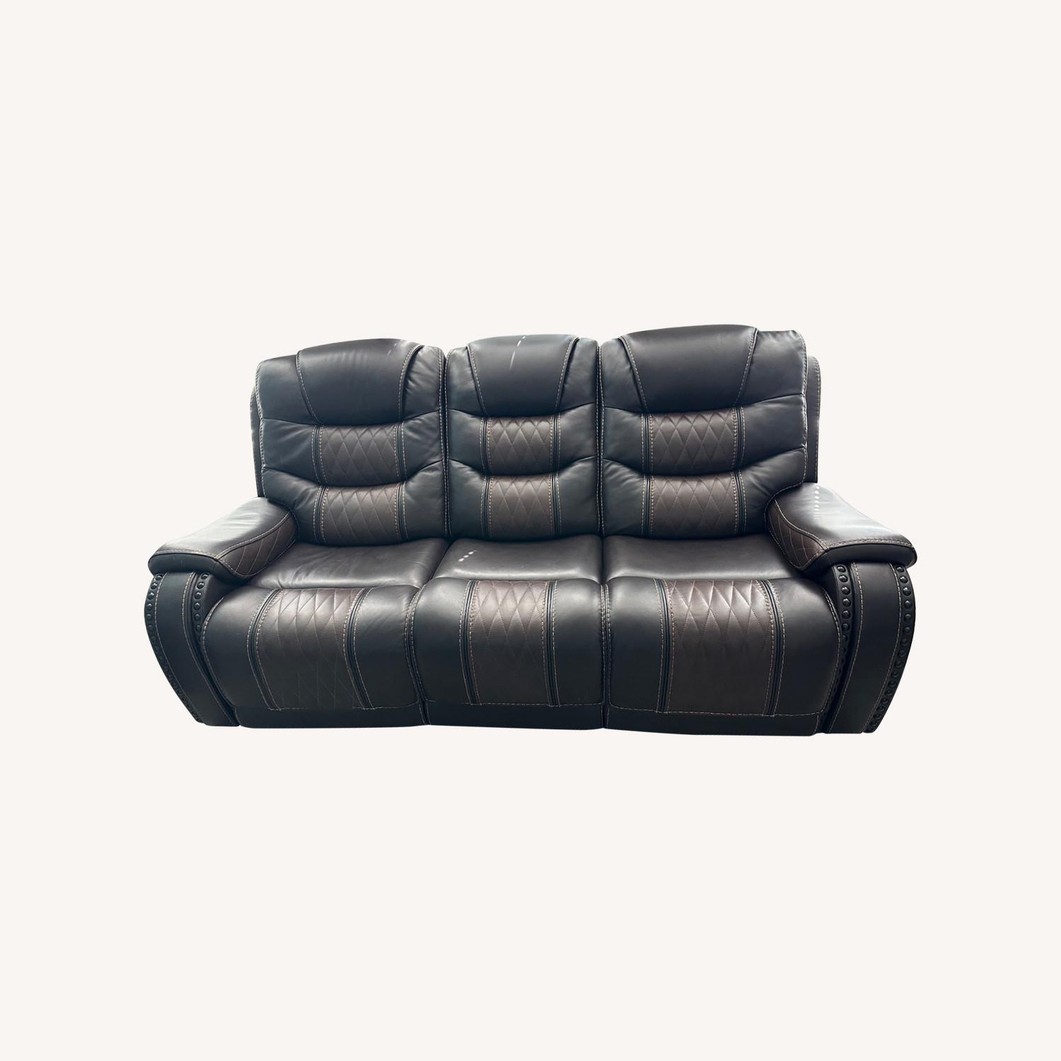 Dark Brown Faux Leather Recliner Sofa - image-0