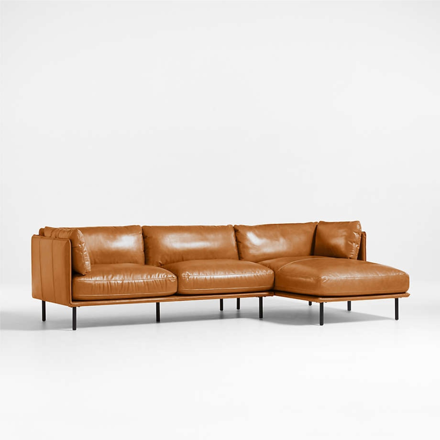 Crate & Barrel Wells Grande Leather Sofa + Ottoman – Cayenne - image-9
