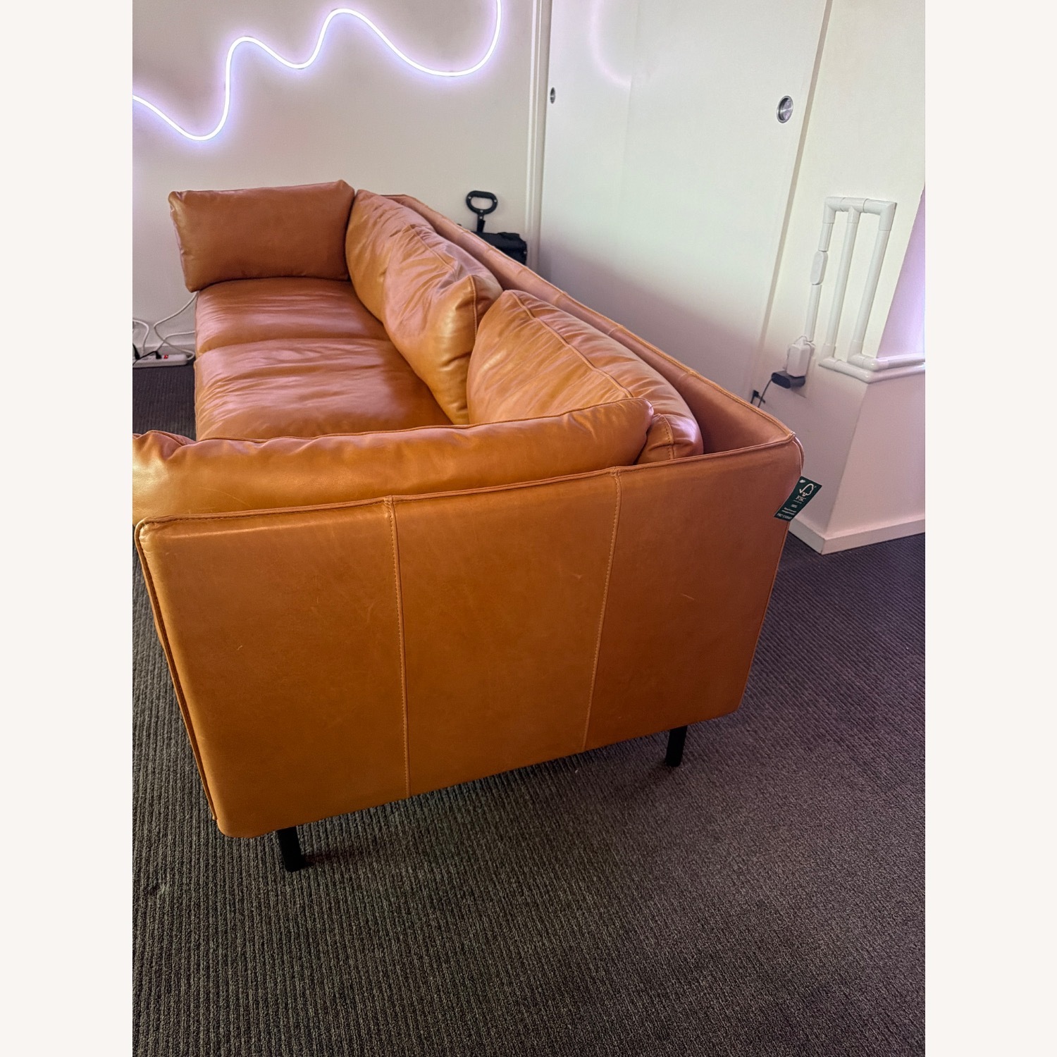 Crate & Barrel Wells Grande Leather Sofa + Ottoman – Cayenne - image-4