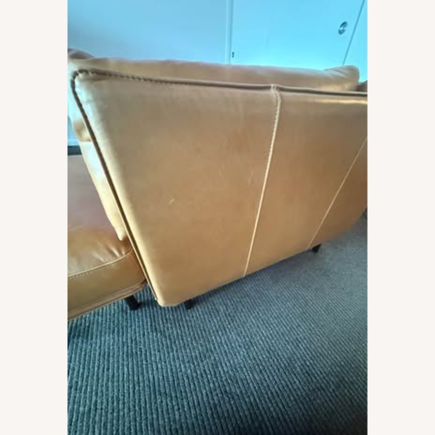 Crate & Barrel Wells Grande Leather Sofa + Ottoman – Cayenne - image-7