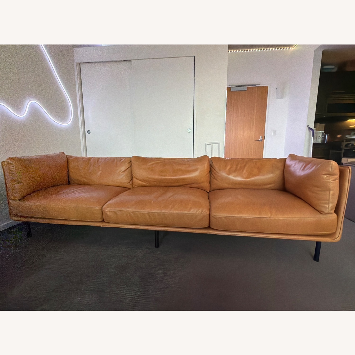 Crate & Barrel Wells Grande Leather Sofa + Ottoman – Cayenne - image-6