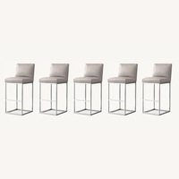 Restoration Hardware  Emery Leather Counter Stools Gray Set of 5