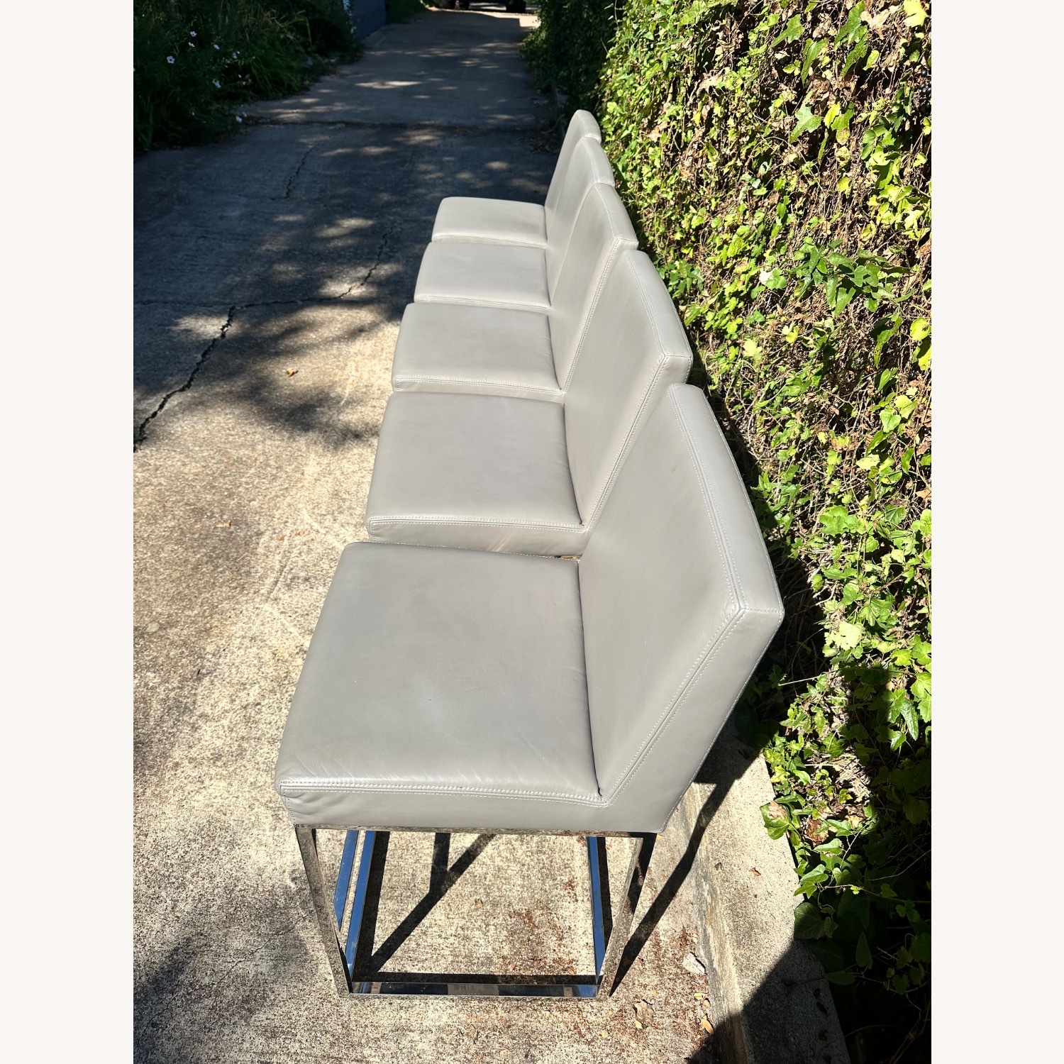 Restoration Hardware  Emery Leather Counter Stools Gray Set of 5 - image-4