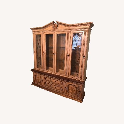 Used Vintage Carved Wood Lighted China Cabinet Hutch for sale on AptDeco