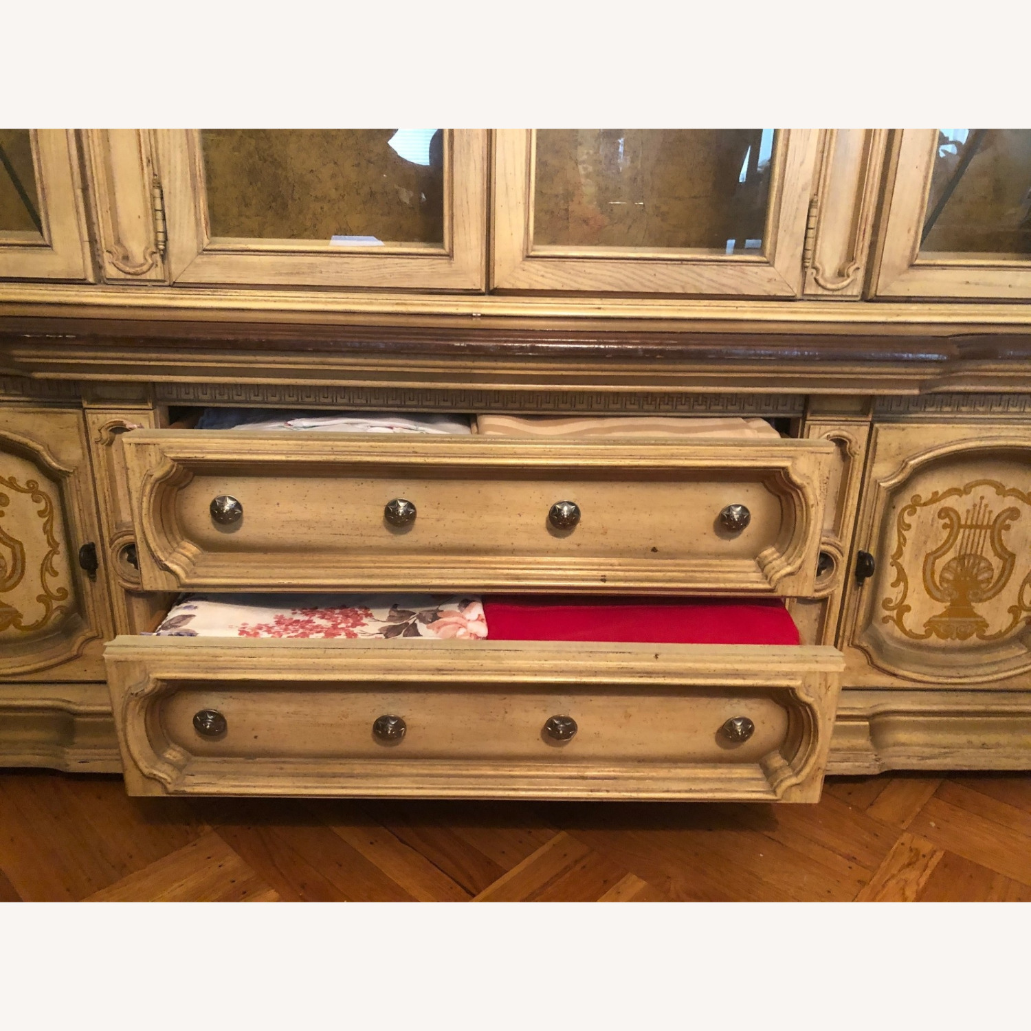 Vintage Carved Wood Lighted China Cabinet Hutch - image-12