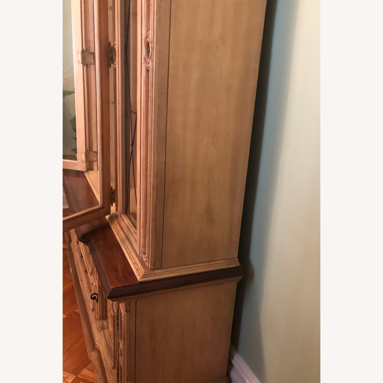 Vintage Carved Wood Lighted China Cabinet Hutch - image-20