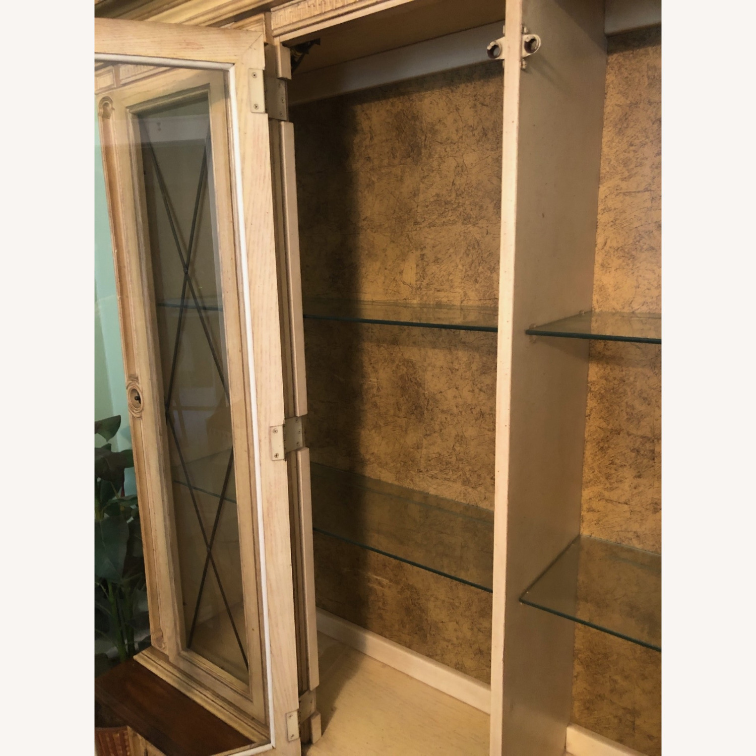 Vintage Carved Wood Lighted China Cabinet Hutch - image-14