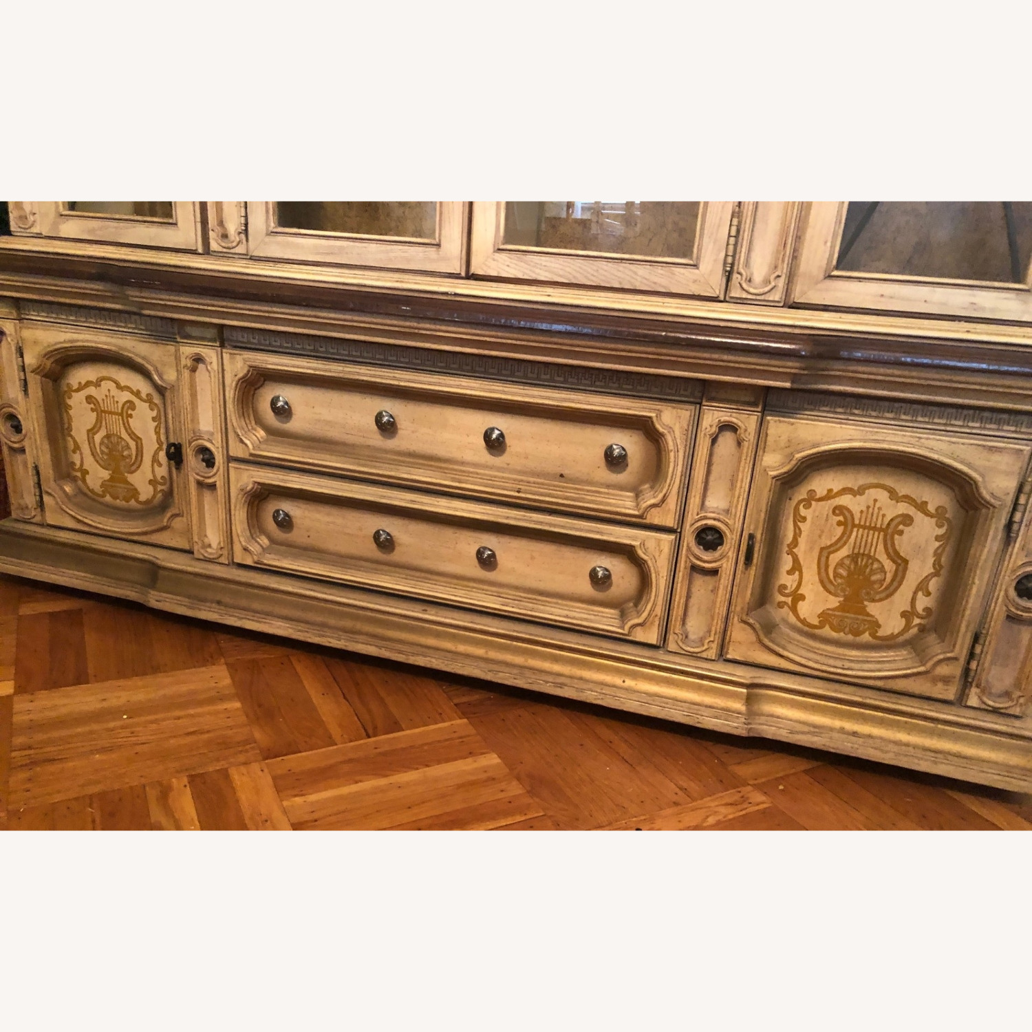 Vintage Carved Wood Lighted China Cabinet Hutch - image-7