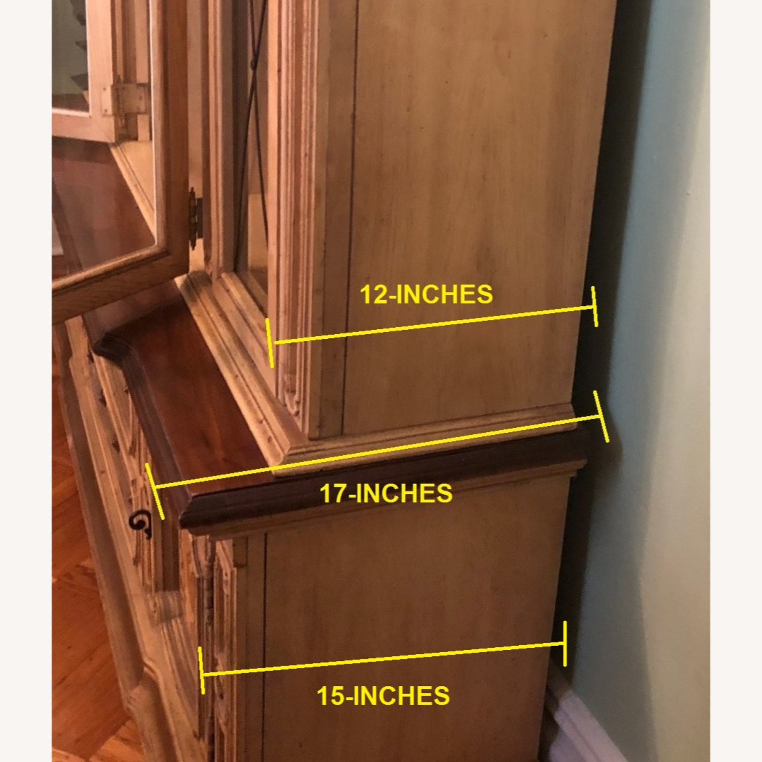 Vintage Carved Wood Lighted China Cabinet Hutch - image-22