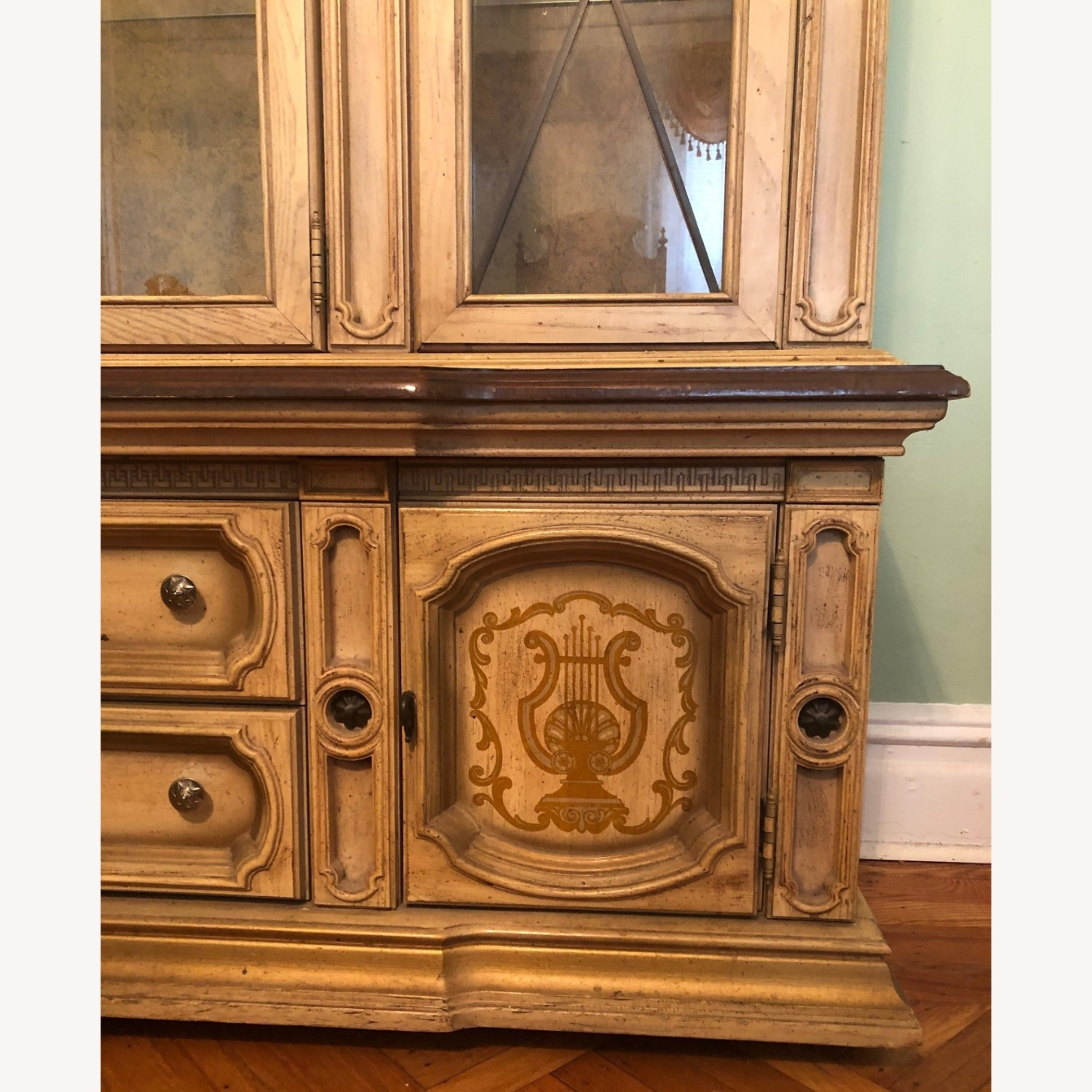 Vintage Carved Wood Lighted China Cabinet Hutch - image-3