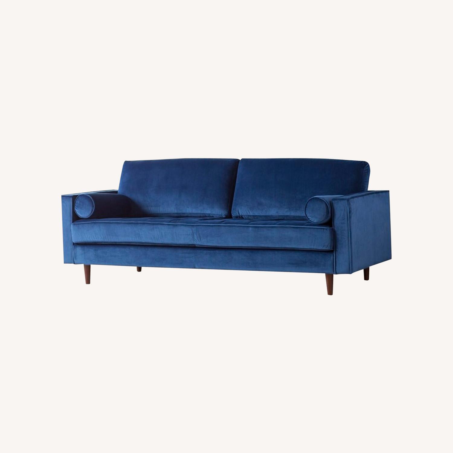 Blue Velvet Sofa - 3 seater - image-0